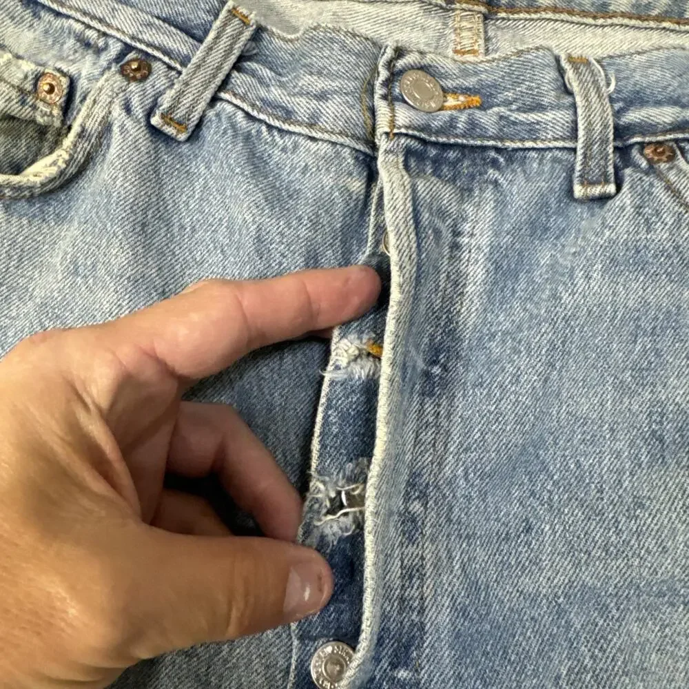 Vintage 1989 Levis 501 Jeans Men 36x32 Blue Button Fly Straight Fits 35x30